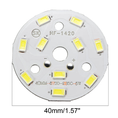 Harfington Uxcell 300mA 5W 10x5730SMD LED Chip Module Aluminum Board Pure White Super Bright 40mm Dia 5pcs