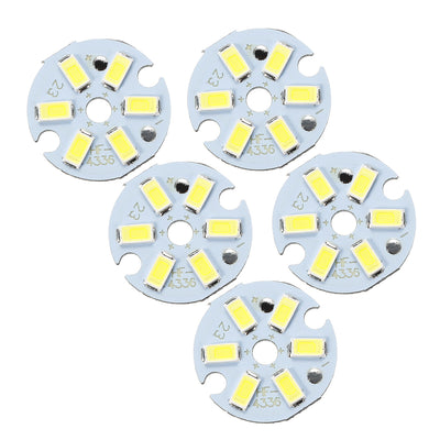 Harfington Uxcell 300mA 3W 6 LEDs 5730 Surface Mounted Devices LED Chip Module Aluminum Board Pure White Super Bright 22mm Dia 5pcs