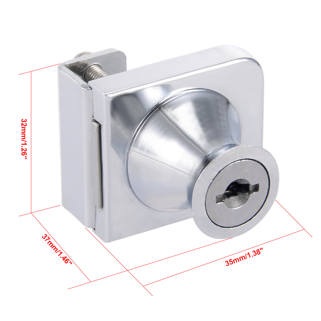 uxcell Uxcell Zinc Alloy Chrome Finish Display Hinged Square Glass Cabinet Lock, Key Different