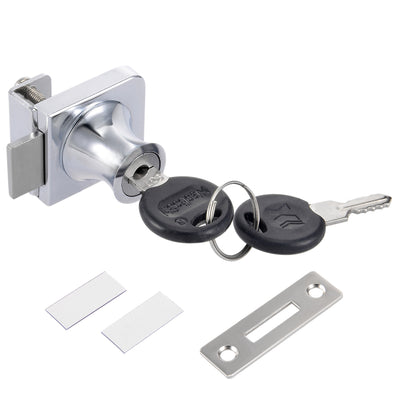 Harfington Uxcell Zinc Alloy Chrome Finish Display Hinged Square Glass Cabinet Lock, Key Alike