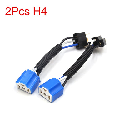 Harfington Uxcell 2pcs H4 LED Bulb Headlamp Fog Light Wired Harness Socket Connector for Car