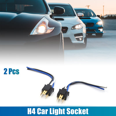 Harfington Uxcell 2pcs H4 LED Bulb Car Headlamp Fog Light Male Wiring Harness Socket Connector Extension Adapter Universal Replacement