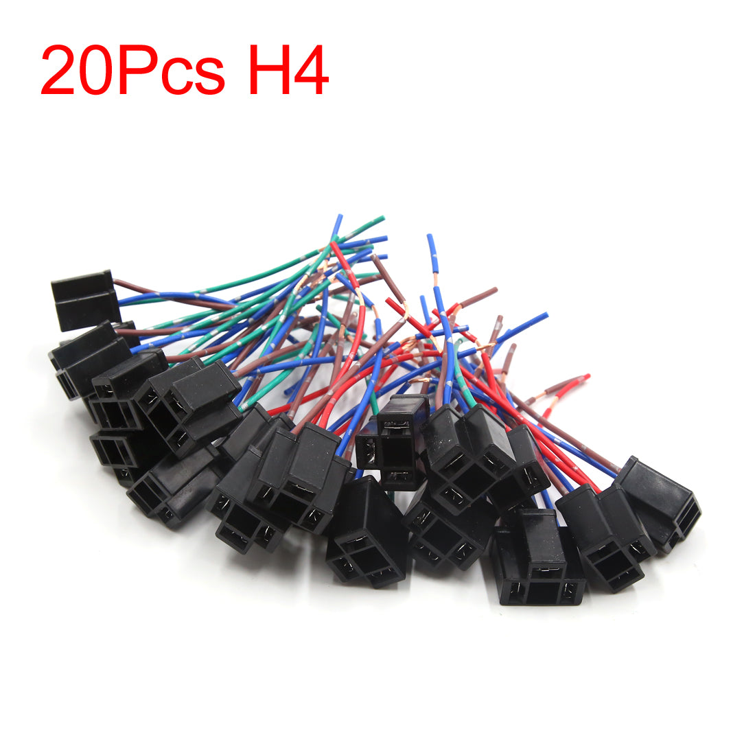 uxcell Uxcell 20Pcs Plastic H4 3 Wires Harness Socket Car Fog Light Bulb Extension Connector