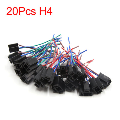 Harfington Uxcell 20Pcs Plastic H4 3 Wires Harness Socket Car Fog Light Bulb Extension Connector