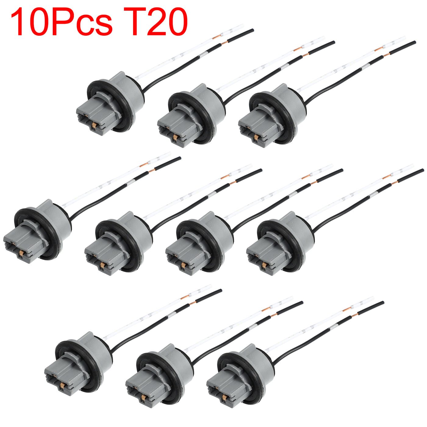 uxcell Uxcell 10Pcs T20 2-Wires Harness Socket Car Brake Turn Signal Light Extension Connector