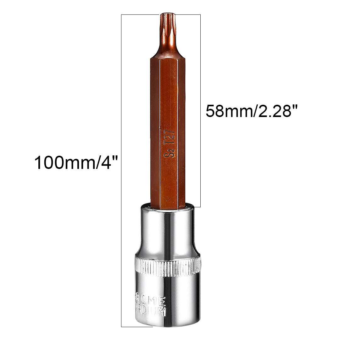 uxcell Uxcell 1/2-Inch Drive T27 Torx Bit Extra Long Socket, S2 Steel