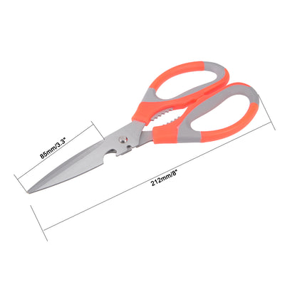 Harfington Uxcell 8 Inch Kitchen Scissor, Multi Purpose Shear for Chicken Poultry Fish Meat BBQ, Orange/Gray