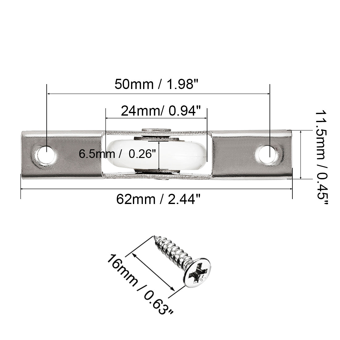 uxcell Uxcell 24mm Dia Nylon Single Wheel Electroplating Sliding Door Window Pulley 10pcs