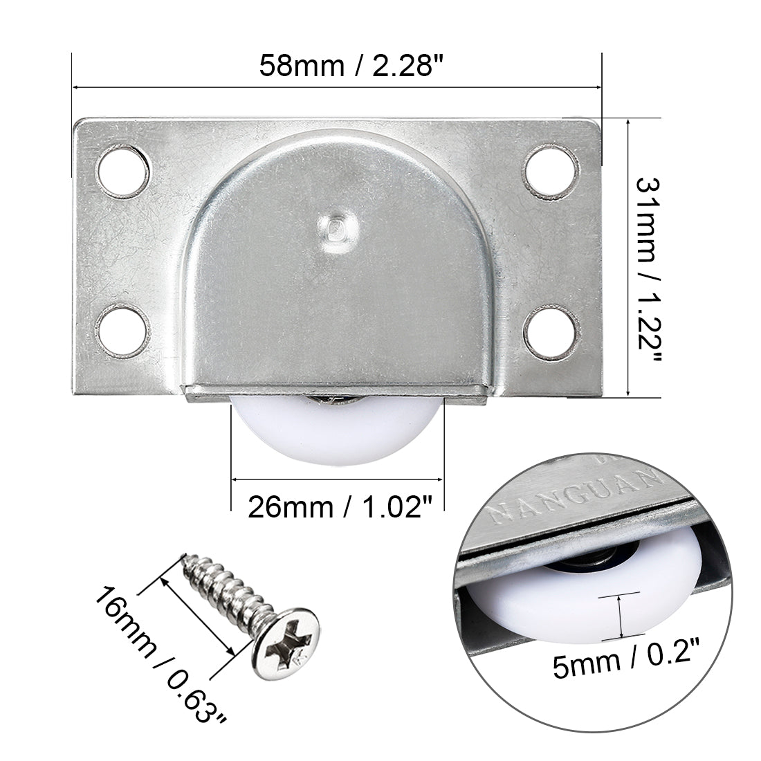 uxcell Uxcell 26mm Dia Nylon Single Wheel Furniture Cabinet Cupboard Wardrobe Sliding Door Pulley 4 Sets