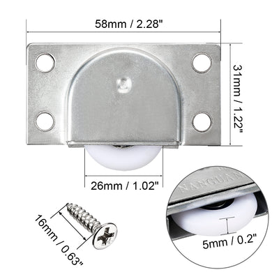 Harfington Uxcell 26mm Dia Nylon Single Wheel Furniture Cabinet Cupboard Wardrobe Sliding Door Pulley 4 Sets