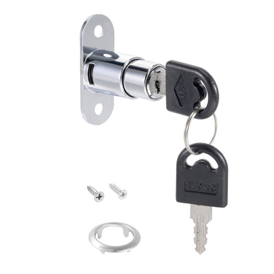 Harfington Uxcell 23mmx19mm Cylinder Zinc Alloy Chrome Finish Plunger Lock, Keyed Different