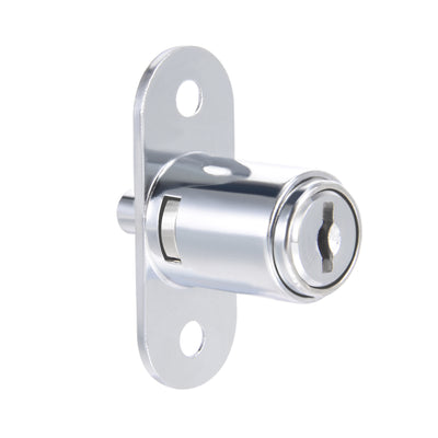 Harfington Uxcell 23mmx19mm Cylinder Zinc Alloy Chrome Finish Plunger Lock, Keyed Different