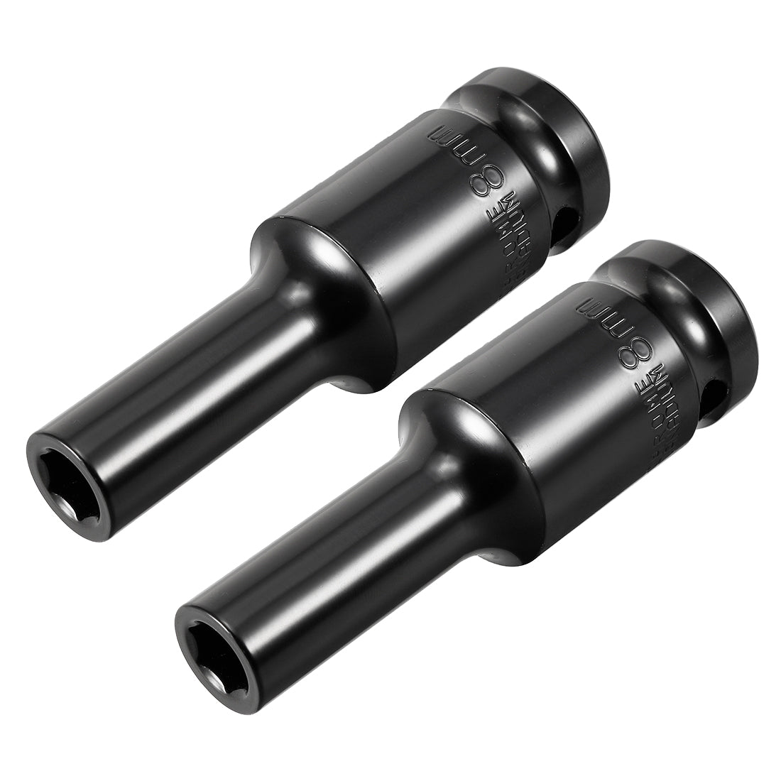 uxcell Uxcell 2 Pcs 1/2-Inch Drive by 8mm Deep Impact Socket, Cr-V, 6-Point, Metric