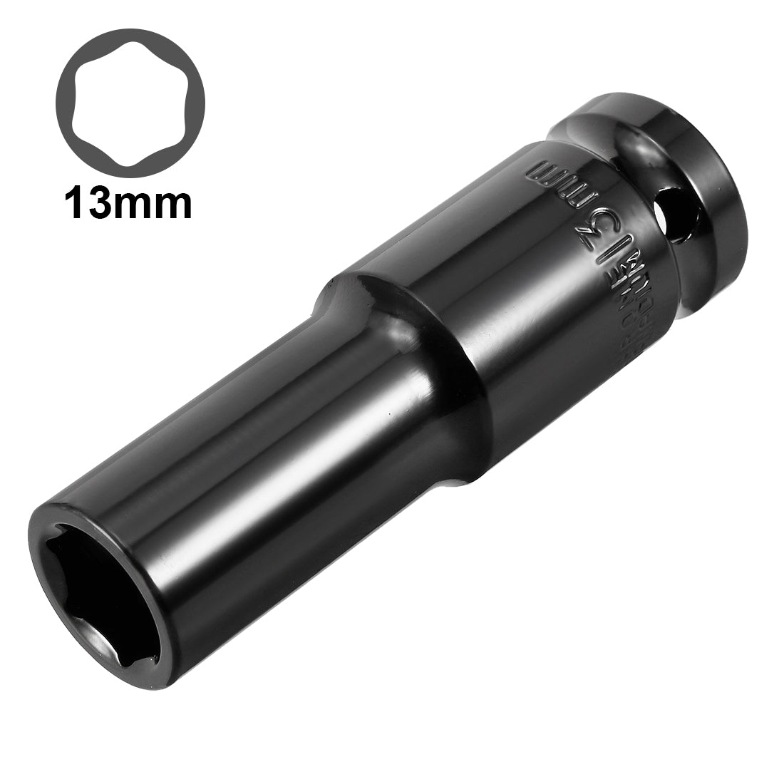 uxcell Uxcell 1/2-Inch Drive by Deep Impact Socket, Cr-V, 6-Point, Metric