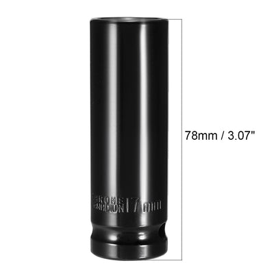 Harfington Uxcell 2 Pcs 1/2-Inch Drive by 17mm Deep Impact Socket, Cr-V, 6-Point, Metric