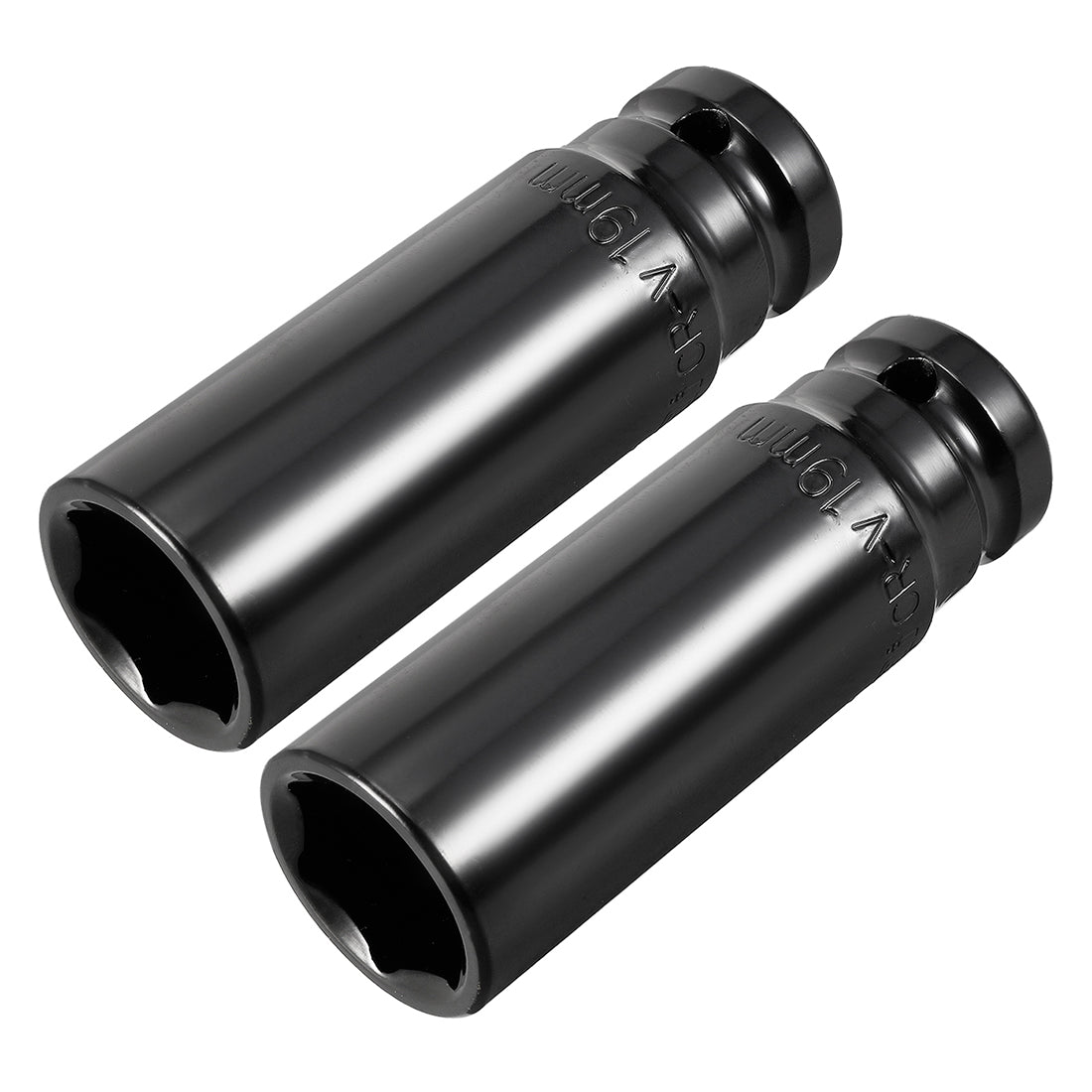 uxcell Uxcell 2 Pcs 1/2-Inch Drive by 19mm Deep Impact Socket, Cr-V, 6-Point, Metric