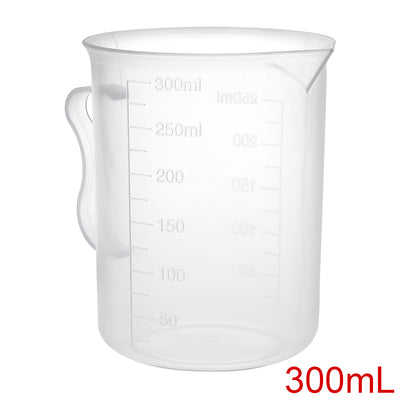 Harfington Uxcell 3pcs Laboratory Clear White PP 300mL Measuring Cup Handled Beaker