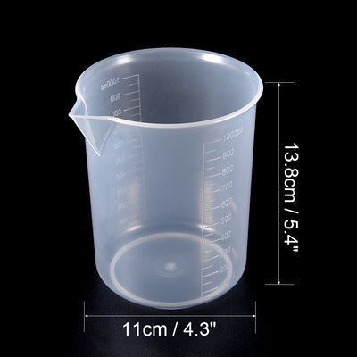 Harfington Uxcell 2pcs Measuring Cup Labs PP Graduated Beakers 1000ml