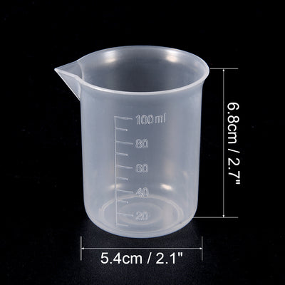 Harfington Uxcell 4pcs Measuring Cup Labs PP Graduated Beakers 100ml