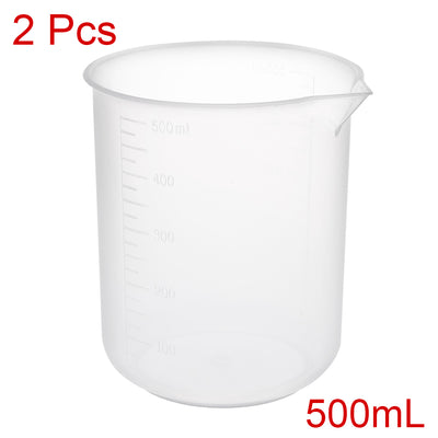 Harfington Uxcell 2pcs Measuring Cup Labs PP Graduated Beakers 500ml