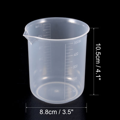 Harfington Uxcell 2pcs Measuring Cup Labs PP Graduated Beakers 500ml