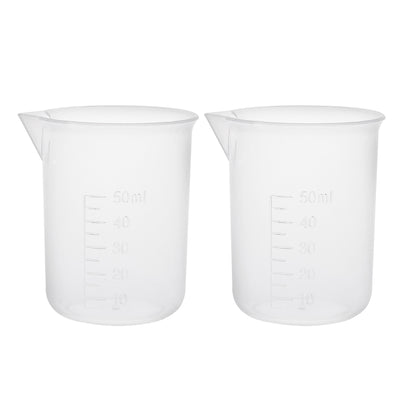 Harfington Uxcell 2pcs Measuring Cup Labs PP Graduated Beakers 50ml