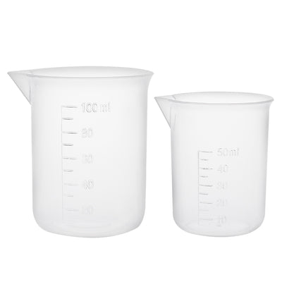 Harfington Uxcell Set of 2 Measuring Cup Labs Plastic Graduated Beakers 50ml 100ml