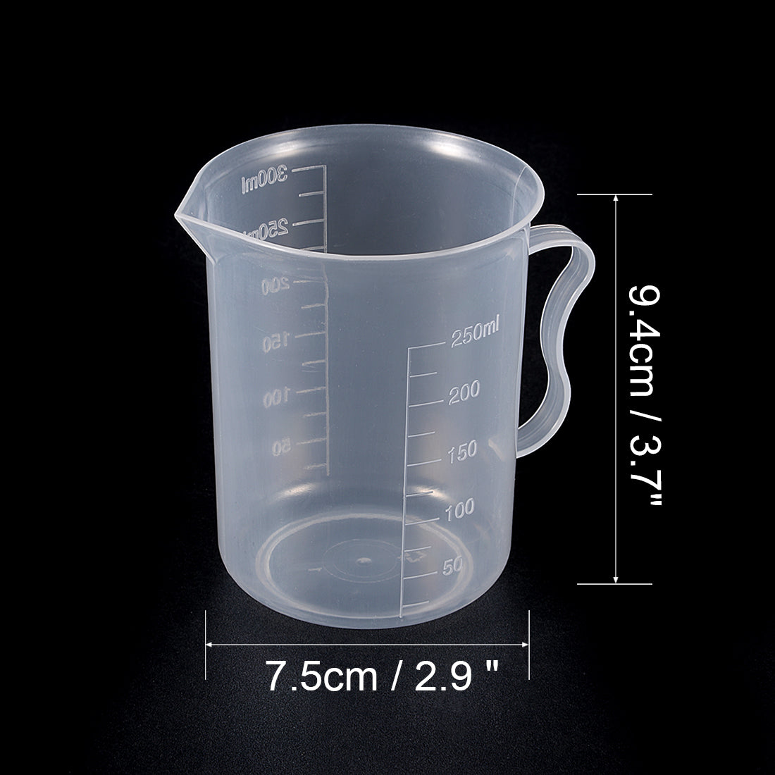 uxcell Uxcell Labor Messbecher Behandelt Messglas Mensur PP Kunststoff 250mL Transparent Weiß