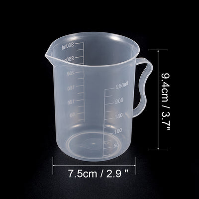 Harfington Uxcell 3pcs Laboratory Clear White PP 250mL Measuring Cup Handled Beaker