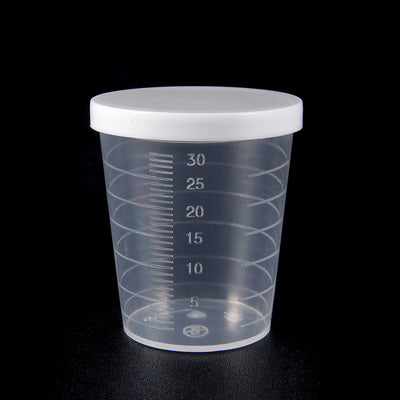 Harfington Uxcell Kitchen Laboratory 30mL Plastic Measuring Cup 5pcs w Cap