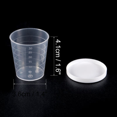 Harfington Uxcell Kitchen Laboratory 30mL Plastic Measuring Cup 5pcs w Cap