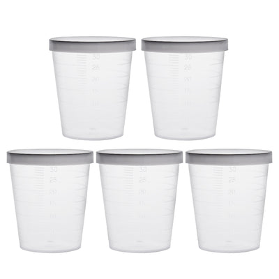 Harfington Uxcell Kitchen Laboratory 30mL Plastic Measuring Cup 5pcs w Cap