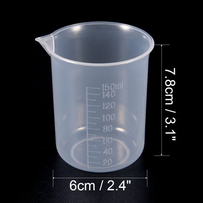 Harfington Uxcell 6pcs Measuring Cup Labs PP Graduated Beakers 150ml