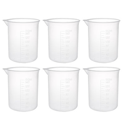 Harfington Uxcell 6pcs Measuring Cup Labs PP Graduated Beakers 150ml