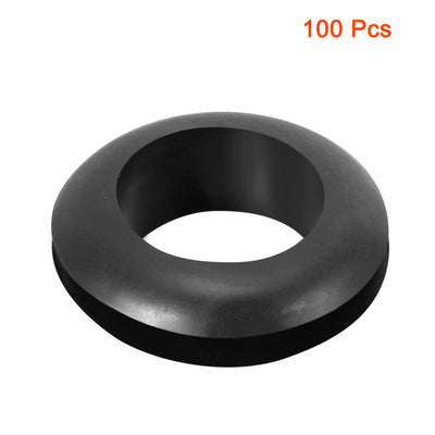 Harfington Uxcell Wire Protector Oil Resistant Armature Rubber Grommet 14mm Inner Dia 100Pcs Black