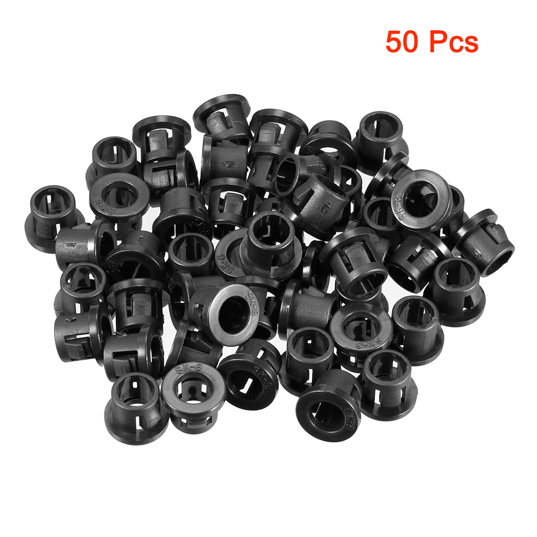 uxcell Uxcell 50pcs 8mm Mounted Snap in Cable Hose Bushing Grommet Protector Black