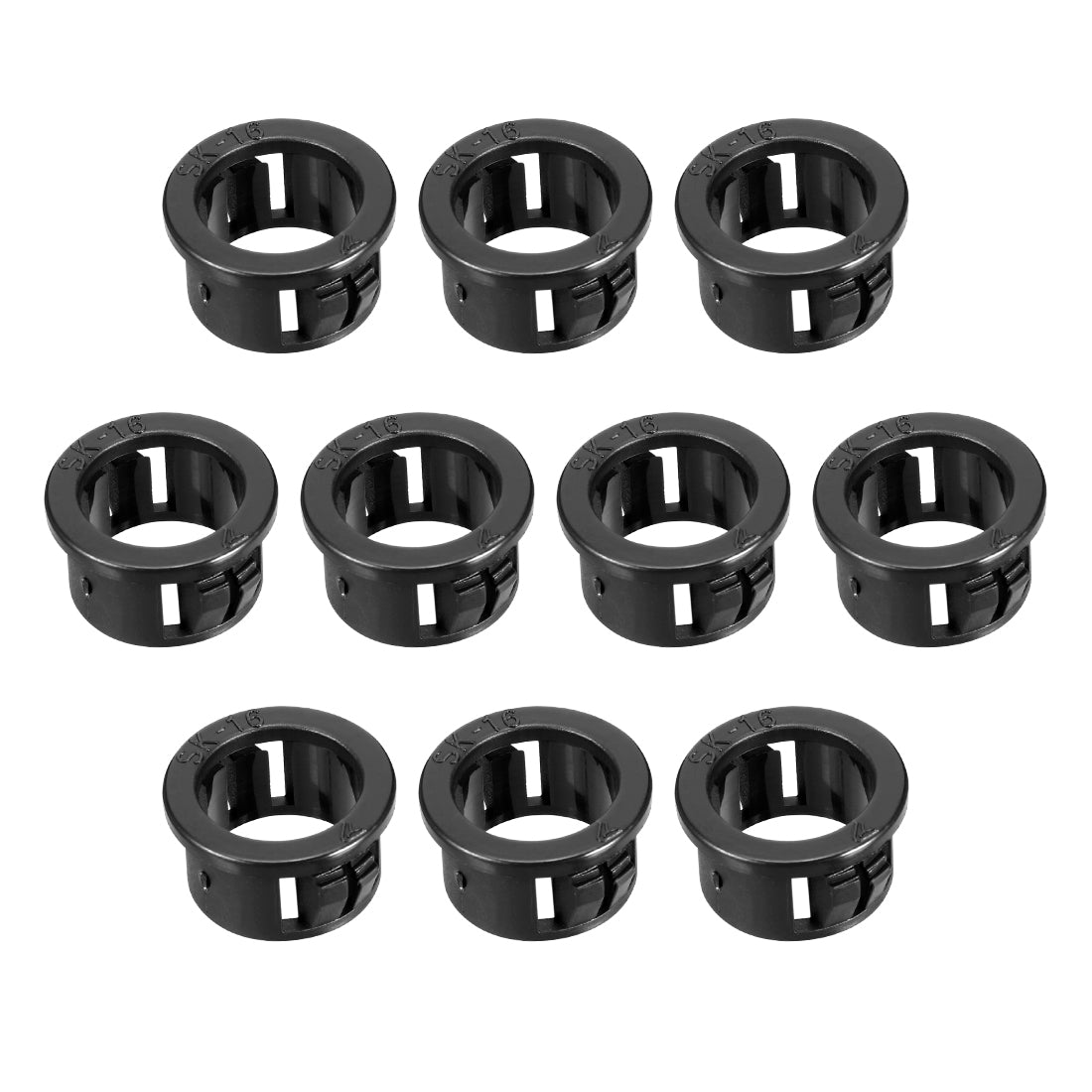 uxcell Uxcell 10pcs 16mm Mounted Snap in Cable Hose Bushing Grommet Protector Black