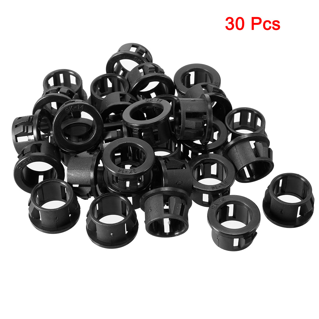 uxcell Uxcell 30pcs 14mm Mounted Dia Snap in Cable Hose Bushing Grommet Protector Black