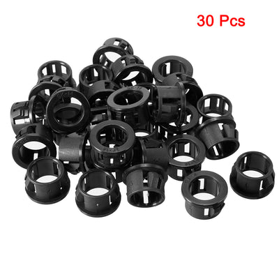 Harfington Uxcell 30pcs 14mm Mounted Dia Snap in Cable Hose Bushing Grommet Protector Black