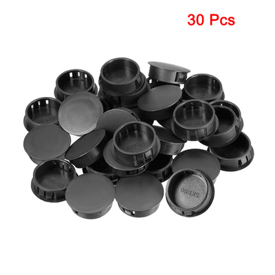 Harfington Uxcell 30pcs  30mm x 11.5mm Black Nylon Round Snap Locking Panel Hole Cover