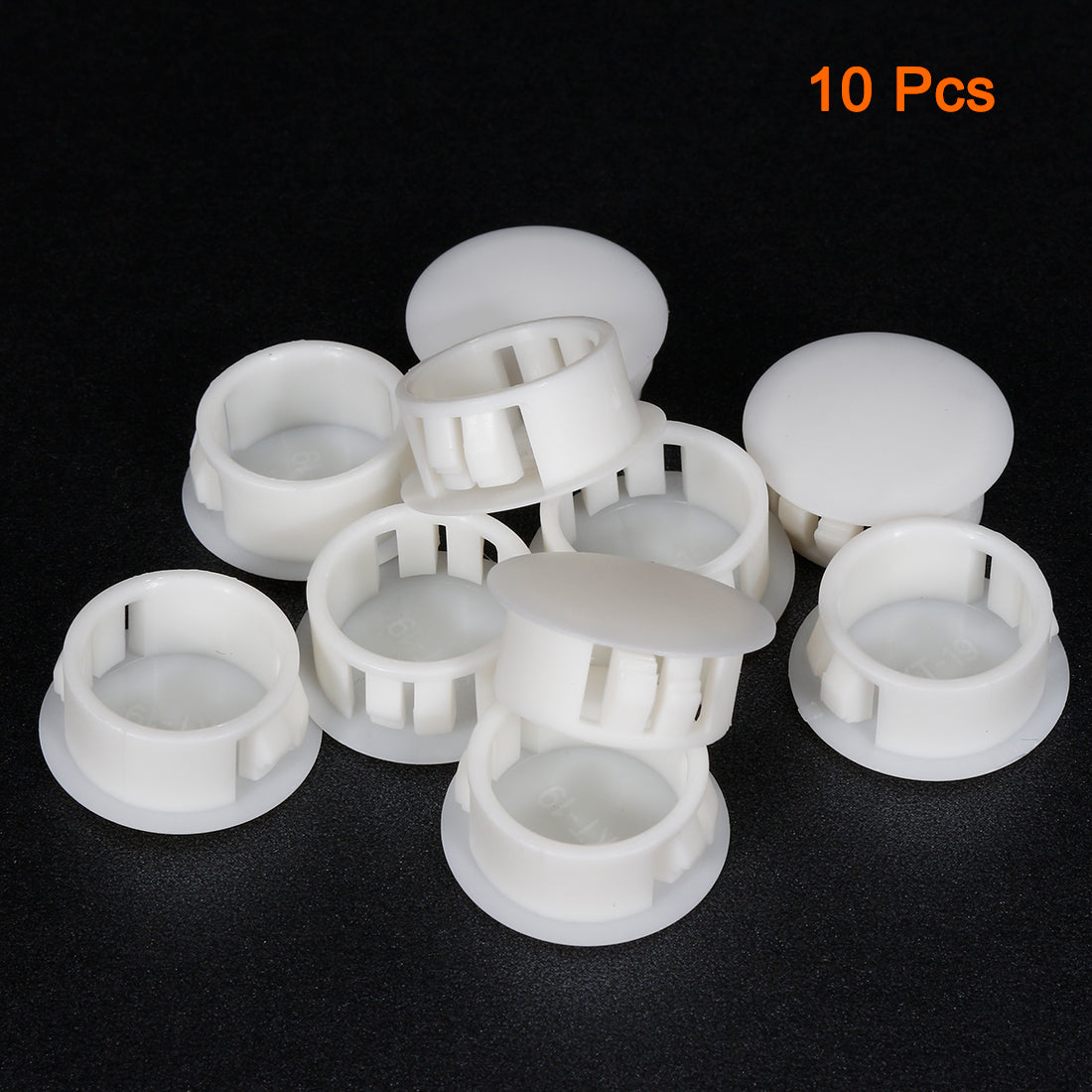 uxcell Uxcell 10pcs  19mm x 10.2mm White Nylon Round Snap Locking Panel Hole Cover