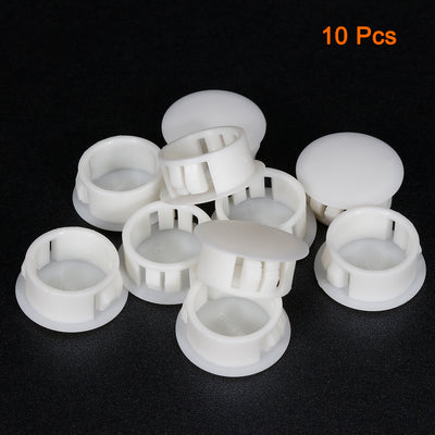 Harfington Uxcell 10pcs  19mm x 10.2mm White Nylon Round Snap Locking Panel Hole Cover