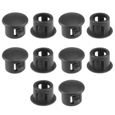 Harfington Uxcell 10pcs  6mm Black Nylon Round Snap Panel Locking Hole Plugs Cover