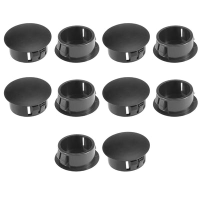 Harfington Uxcell 10pcs  19mm x 10.5mm Black Nylon Round Snap Panel Locking Hole Plugs Cover