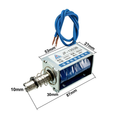 Harfington Uxcell JF-1253B DC 24V 450mA 9.6W 42N 10mm Pull Push Type Linear Motion Solenoid Electromagnet