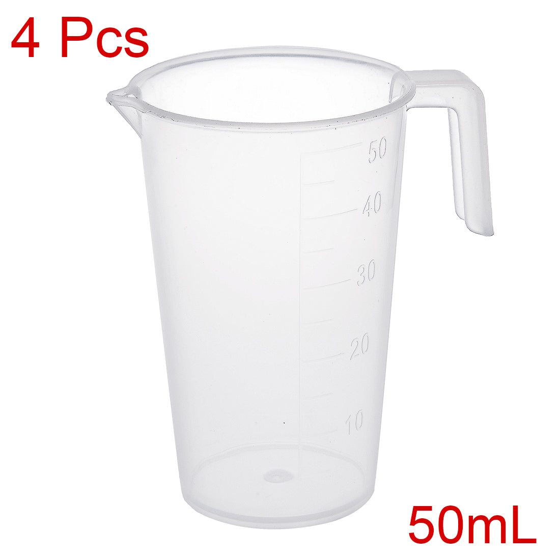 uxcell Uxcell 4pcs Laboratory Clear White PP 50mL Measuring Cup Handled Beaker