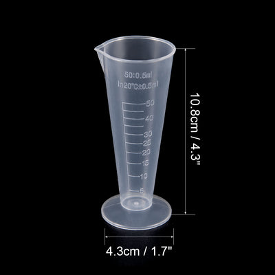 Harfington Uxcell Transparent Measuring Cup Lab PP Graduated Beaker 50ml