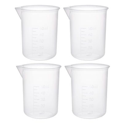 Harfington Uxcell 4pcs Transparent Measuring Cup Lab PP Graduated Beaker 50ml