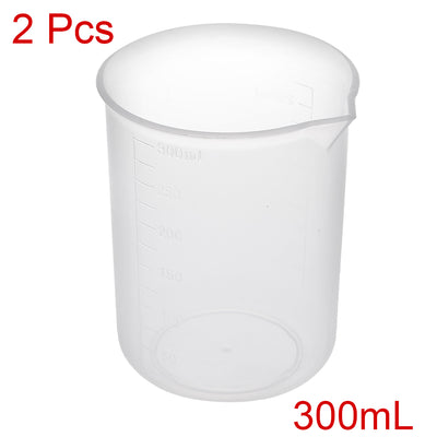 Harfington Uxcell 2pcs Transparent Measuring Cup Lab PP Graduated Beaker 300ml