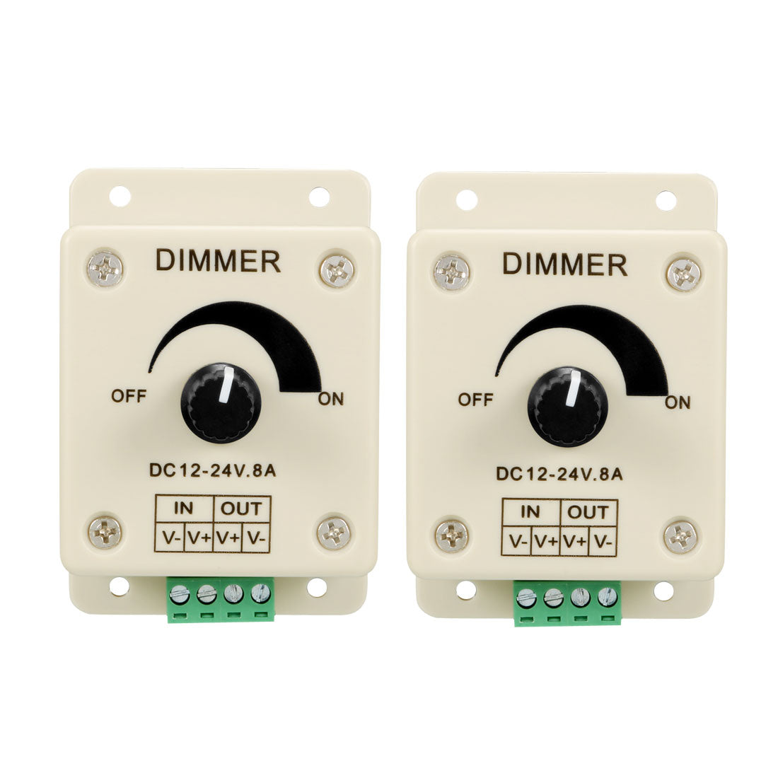 uxcell Uxcell Dimmer Controller Switch DC12-24V 8A Single Color Beige for LED Strip Bulb Lamp Light 2pcs